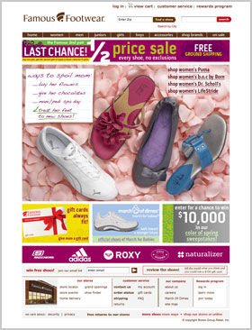 FamousFootwear.com website then...